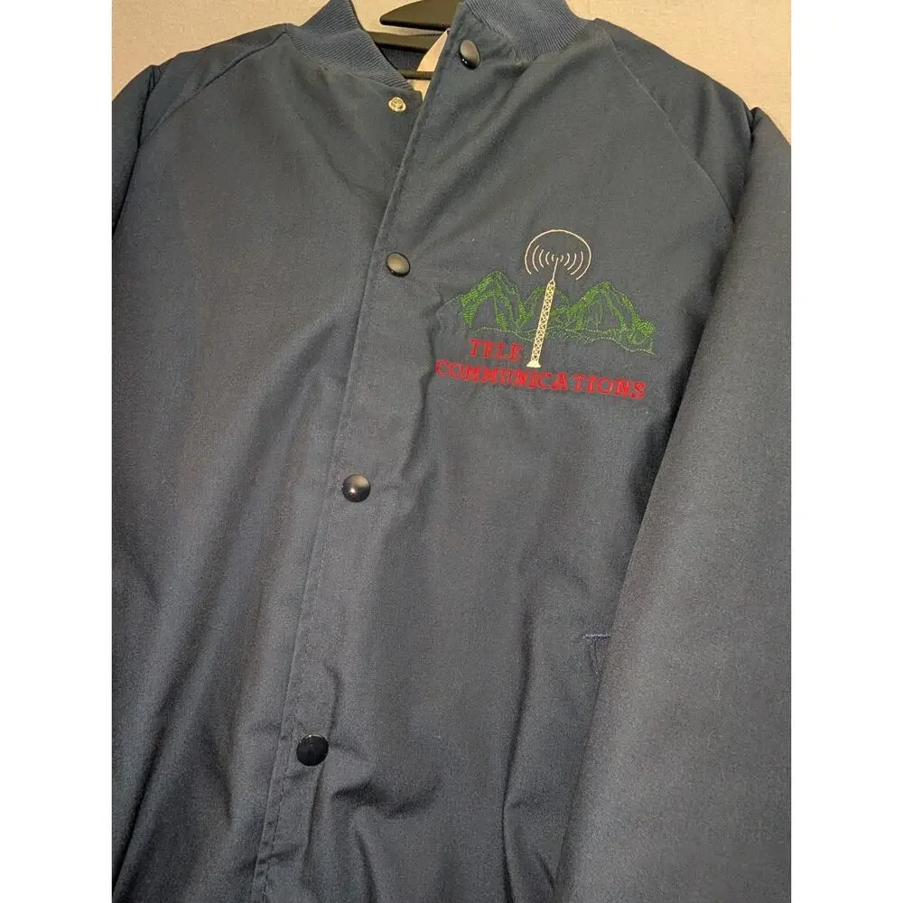 Vintage WestArk Jacket Mens XL Blue Canvas Bomber USA Workwear Telecommunication